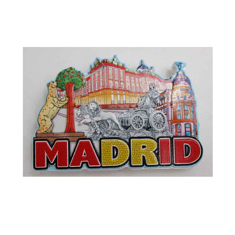 Custom Printing Spain Tourism Gift Resin Souvenir Magnet Madrid Souvenir Fridge Magnet