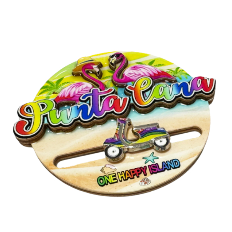 Wholesale Custom Tourist Souvenirs Beach City Wood Fridge Magnet 3D Movable Sliding Fridge Magnet