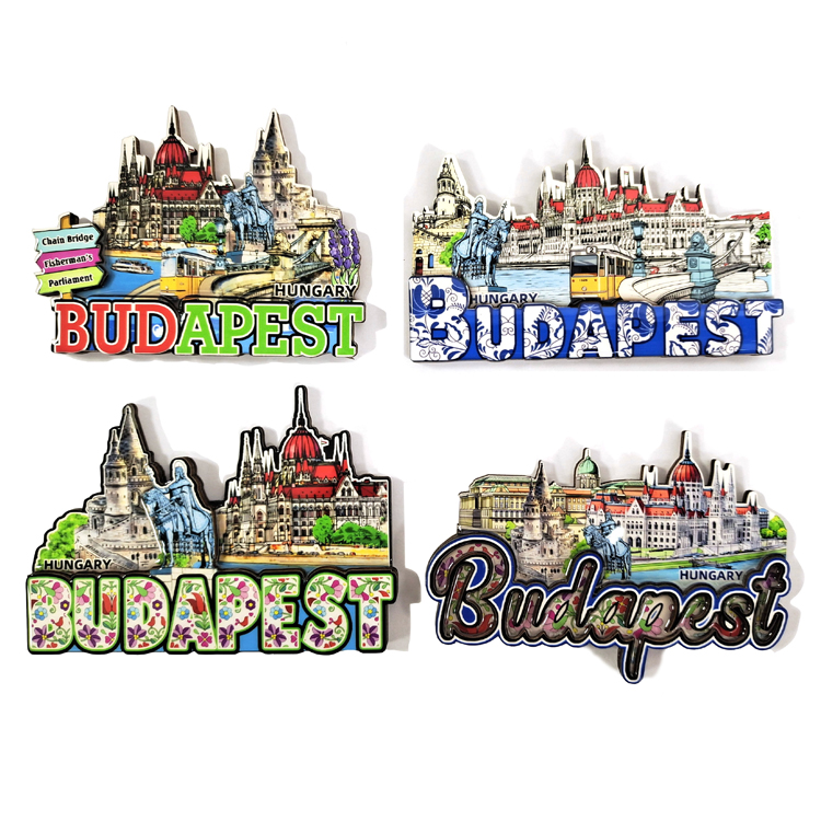 Factory Customised Design Refrigerator Sticker MDF Wood Budapest Hungary Souvenir Fridge Magnet