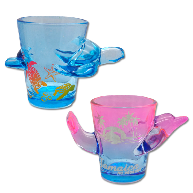 Custom Logo Beach Souvenir Ocean Animal Shaped Shot Glass Novelty Shark Shot Glass