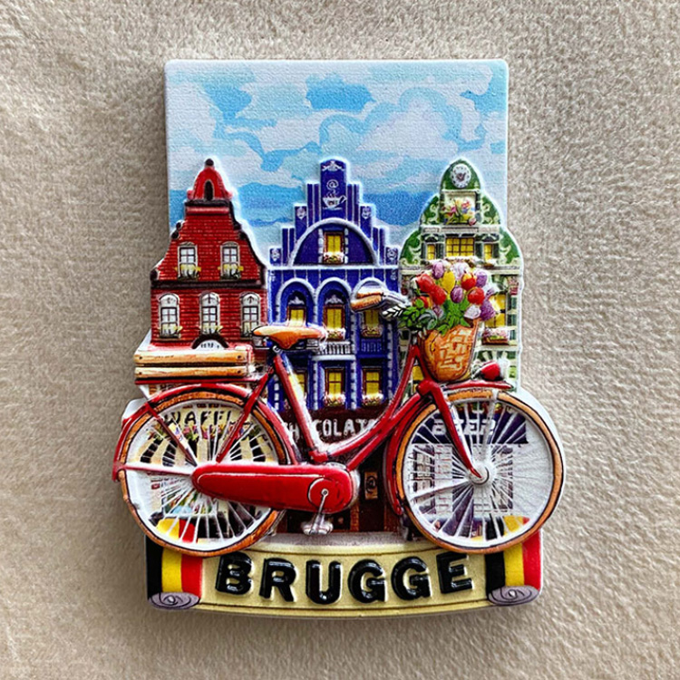 Customized Logo Resin Printing City Landscape Belgium Souvenir Gent Fridge Magnet