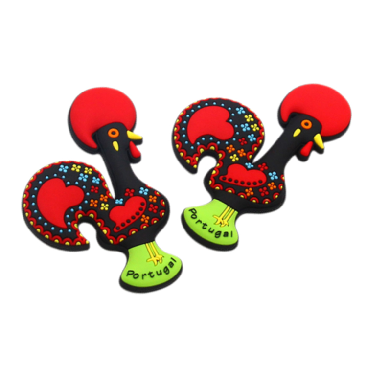 Custom Shaped Animal Rooster Porto Lisbon Portugal Souvenir PVC Fridge Magnet