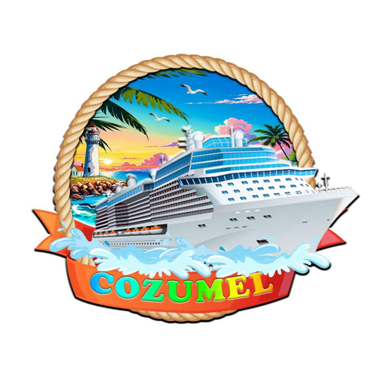 Custom Logo MDF Wood Cruise Ship Gift Nautical Anchor Life Tourist Souvenir Cruise Door Decoration Fridge Magnet