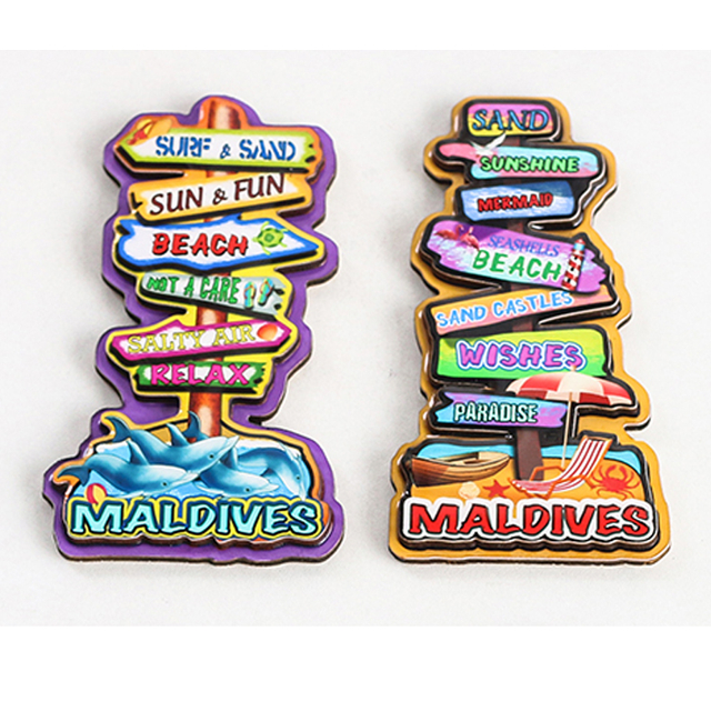 Custom Wood Landmark Shape Fridge Magnet Ocean Maldives Souvenir Fridge Magnet