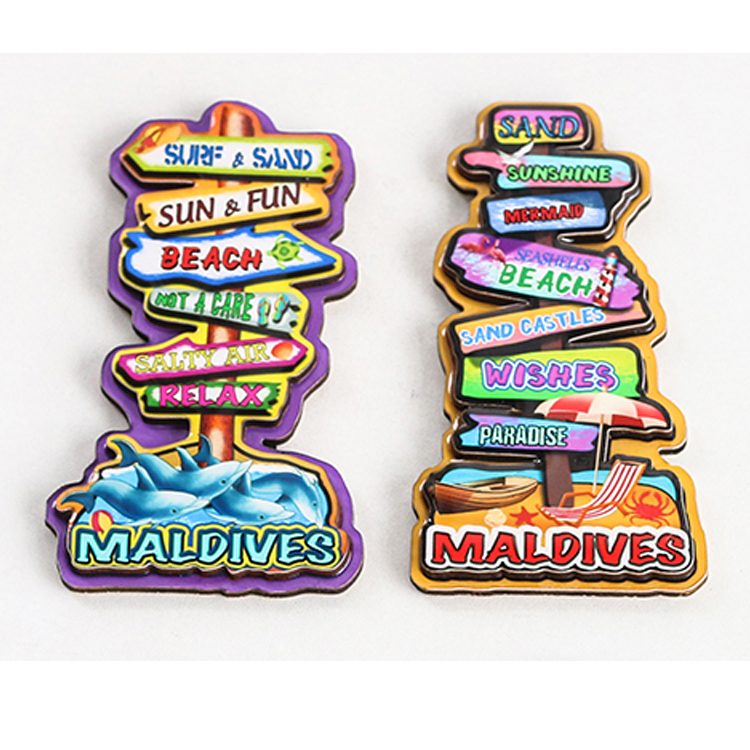 Custom Wood Landmark Shape Fridge Magnet Ocean Maldives Souvenir Fridge Magnet