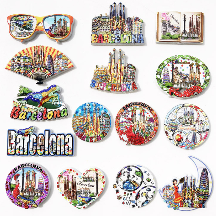 Custom Resin 3d Printing Spain Barcelona Refrigerator Sticker Barcelona Souvenir Fridge Magnet