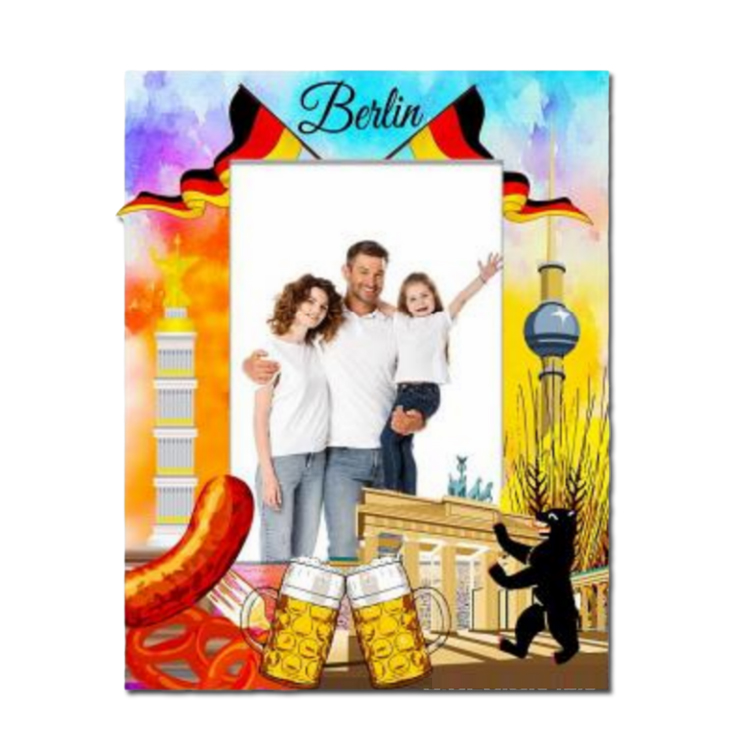 Factory Custom Logo Epoxy Wood Wooden German Deutschland Souvenir Magnet Berlin Germany Souvenir MDF Fridge Magnet
