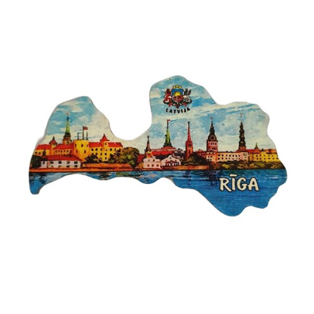 Factory Custom Logo Printing Resin Riga Latvia Souvenir Fridge Magnet