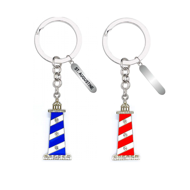 Factory Metal Lighthouse Key Chain Custom logo Nautical Souvenir Lighthouse Keychain