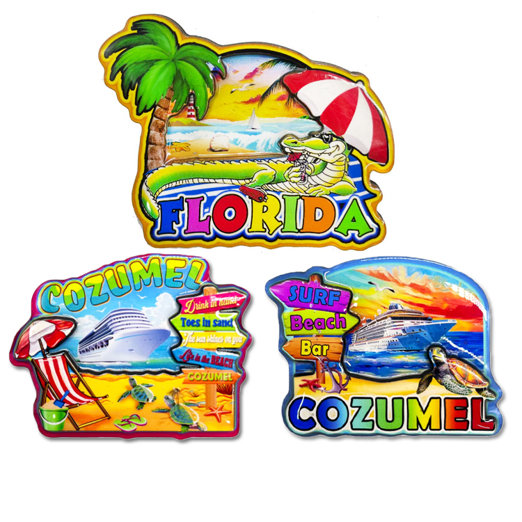 Factory Custom Logo 3d Epoxy Country Cities Turtle Beach Souvenir Mdf Wood Fridge Magnet