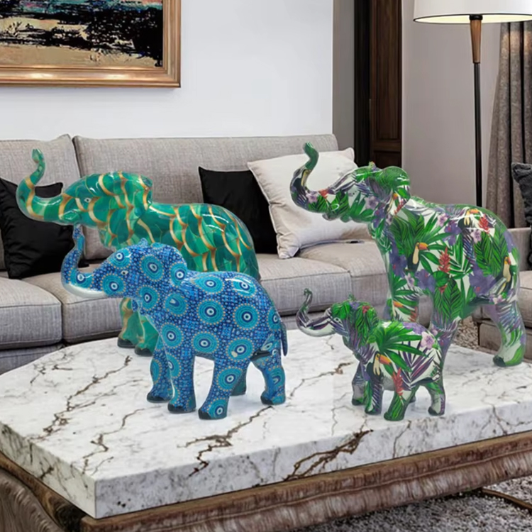 Wholesale Custom European Home Art Decor Desktop Transfer Colorful Resin Cat Statue Mosaic Cat Figurine