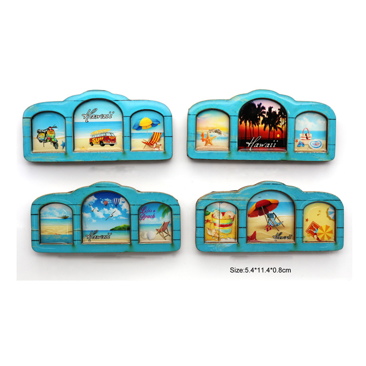 Wholesale Wood Beach Design Hawaii Hula Girl Souvenir Fridge Magnet