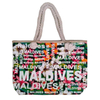 Customized Logo Letter Country City Name Design Big Large Canvas Maldives Souvenir Beach Bags Suppliers