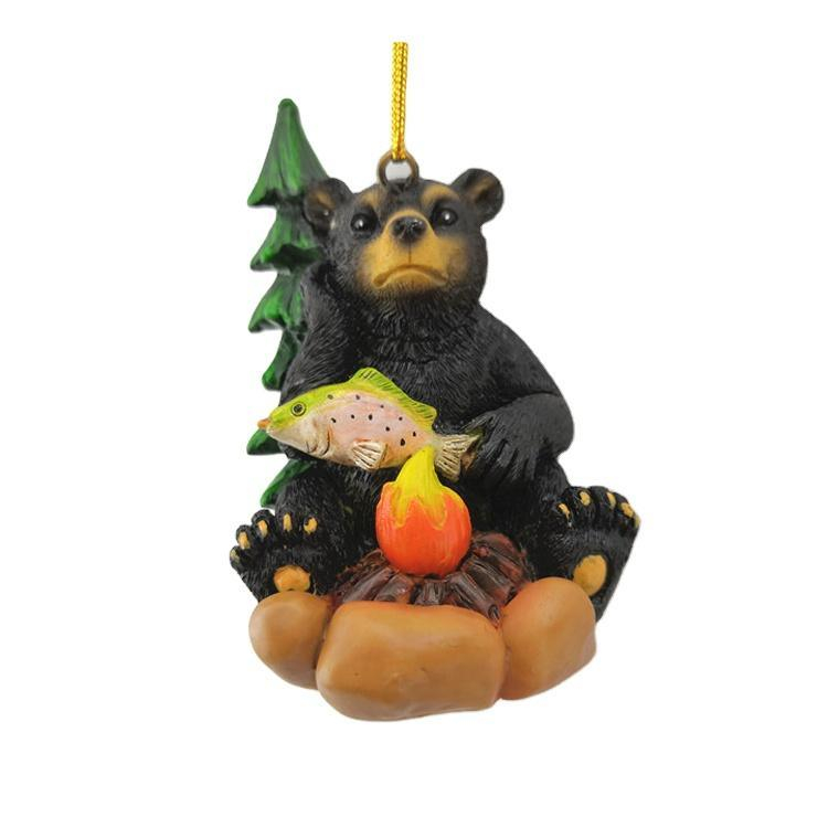 Bear Figurine Christmas Hanging Resin Black Bear Christmas Ornament