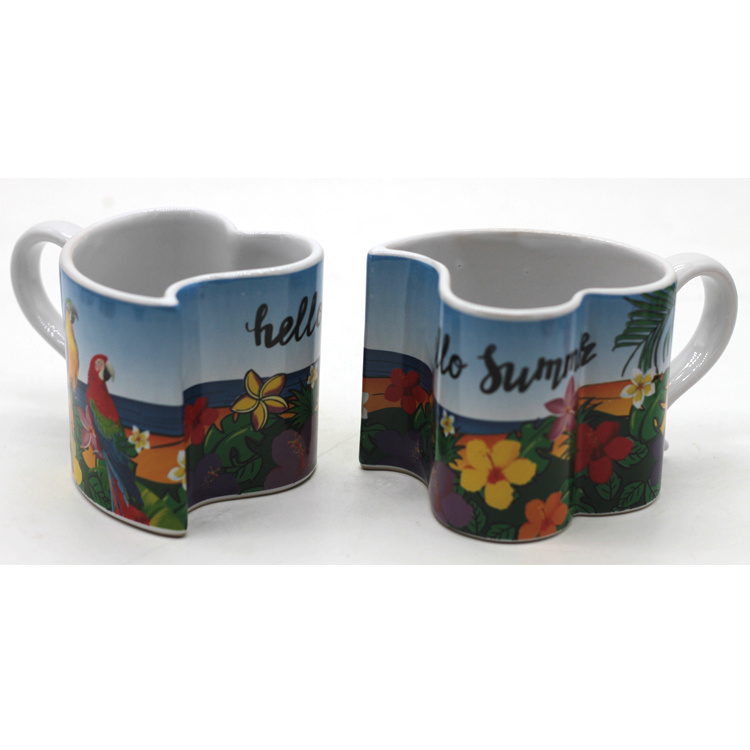 Custom Logo Couple Heart Shaped Mug Souvenir Half Cup