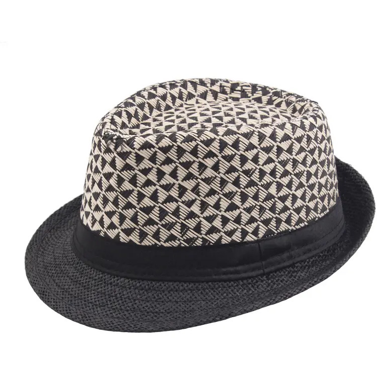 Wholesale Beach Sun Plaid Hat Paper Panama Fedora Straw Hat