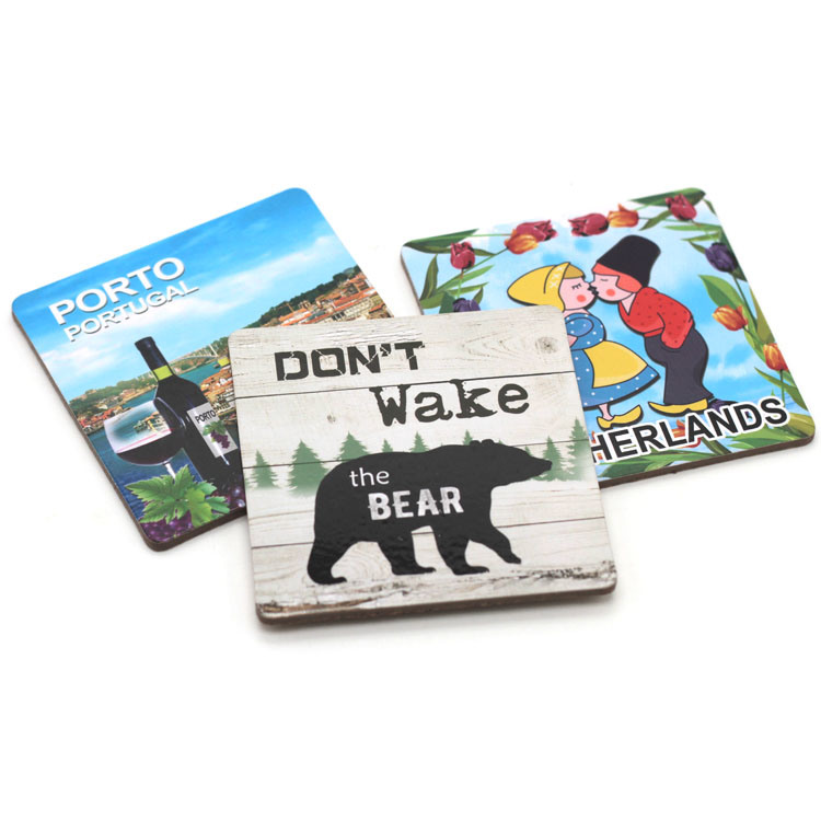 Custom Printing Tourist Souvenir MDF Black Bear Coaster Set