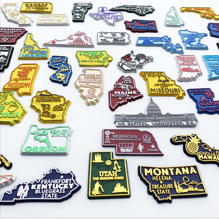 Custom Map Shape Souvenir Magnet Ohio Georgia Alaska Michigan Hawaii California Oregon Souvenir PVC Fridge Magnet