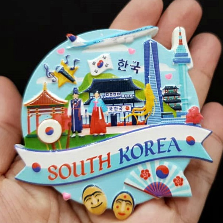 Factory Wholesale 3D Printing Resin Travel Souvenir South Korea Fridge Magnet