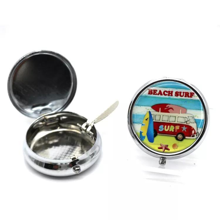 Wholesale Custom Logo Compact Pocket Steel Mini Portable Ashtrays Keychain