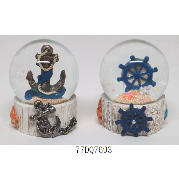 Wholesale Custom Resin Souvenir Nautical Ocean Boat Sailboat Anchor Lighthouse Snow Globe