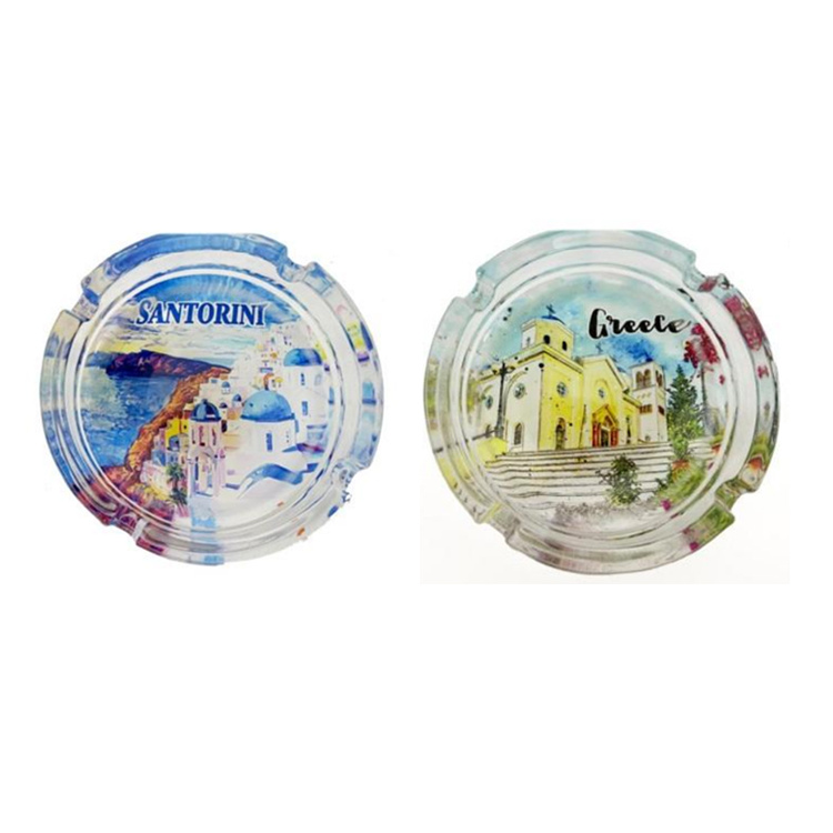 Wholesale Paris City Souvenir Ashtray Custom Round Souvenir Glass Ashtray