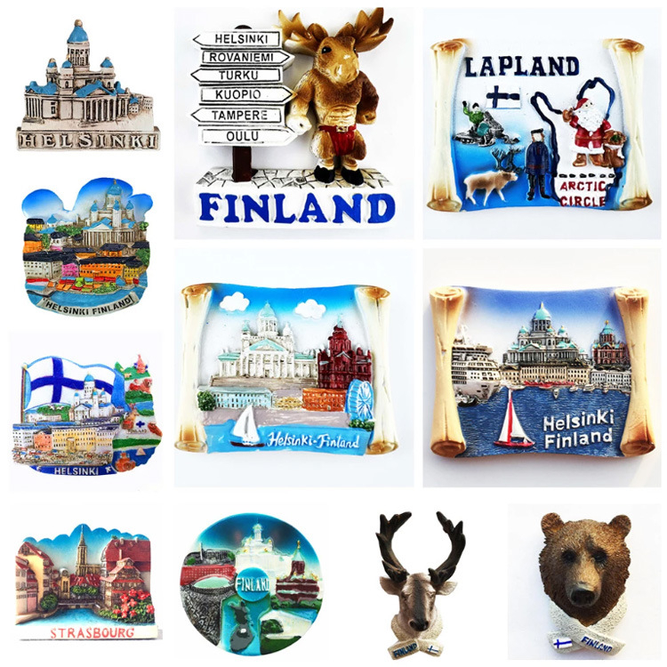 Factory Custom Resin 3D Fridge Sticker Finland Souvenir Fridge Magnet