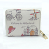 Custom Print Tourist Souvenir PU Leather Zipper Mini Short Wallet for Women