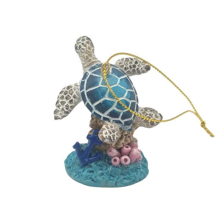 Custom Tropical Island Beach Christmas Souvenir Resin Sea Turtle Christmas Ornaments