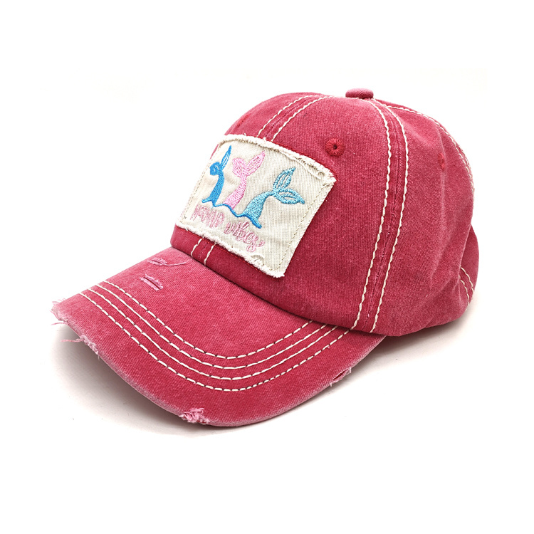 Custom Logo Washed Distressed Patch Embroidered Baseball Cap