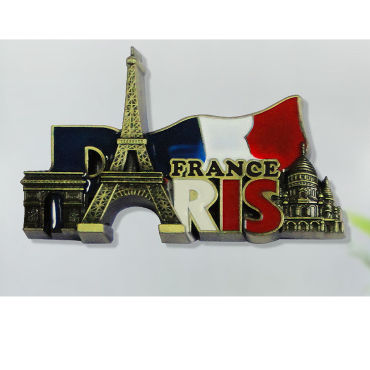 Factory Wholesale Custom Zinc Alloy Metal Paris France Eiffel Tower Souvenir Fridge Magnet