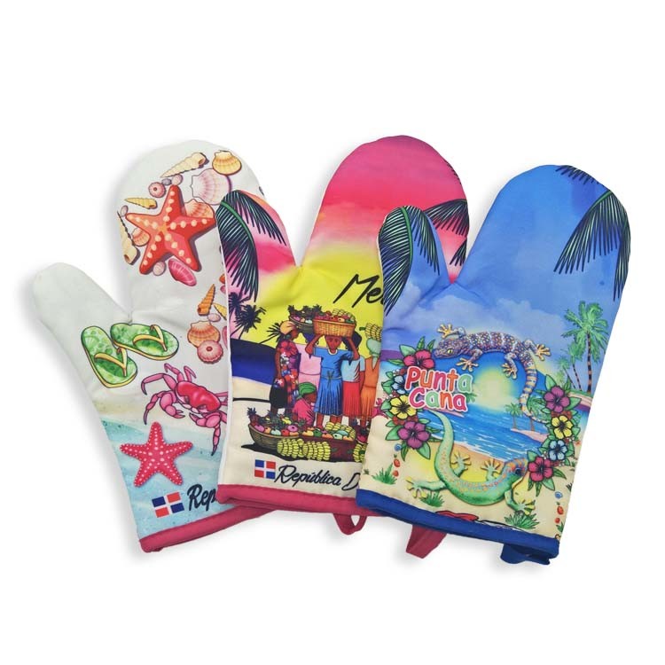 Custom Souvenir Oven Mitt and Pot Holder Cotton Kitchen Set