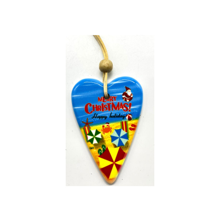 Wholesale Custom Printing Beach Souvenir Ceramic Christmas Ornament