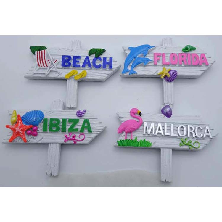 Custom Logo Resin Hand Painting Coconut Palm Tree Magnet Beach Hawaiian Souvenir Fridge Magnet