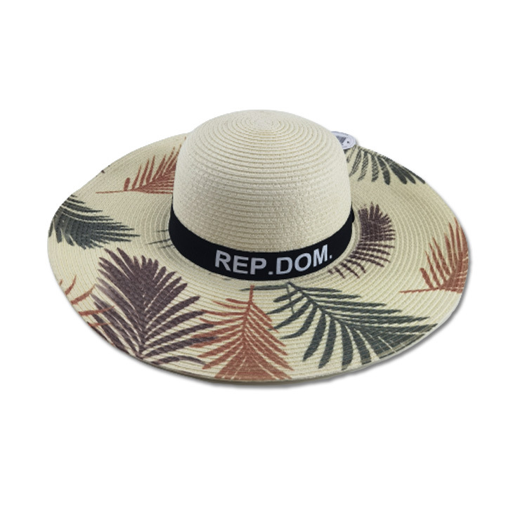 Wholesale Custom Logo Raffia Straw Hat Beach Hats for Women Summer Straw