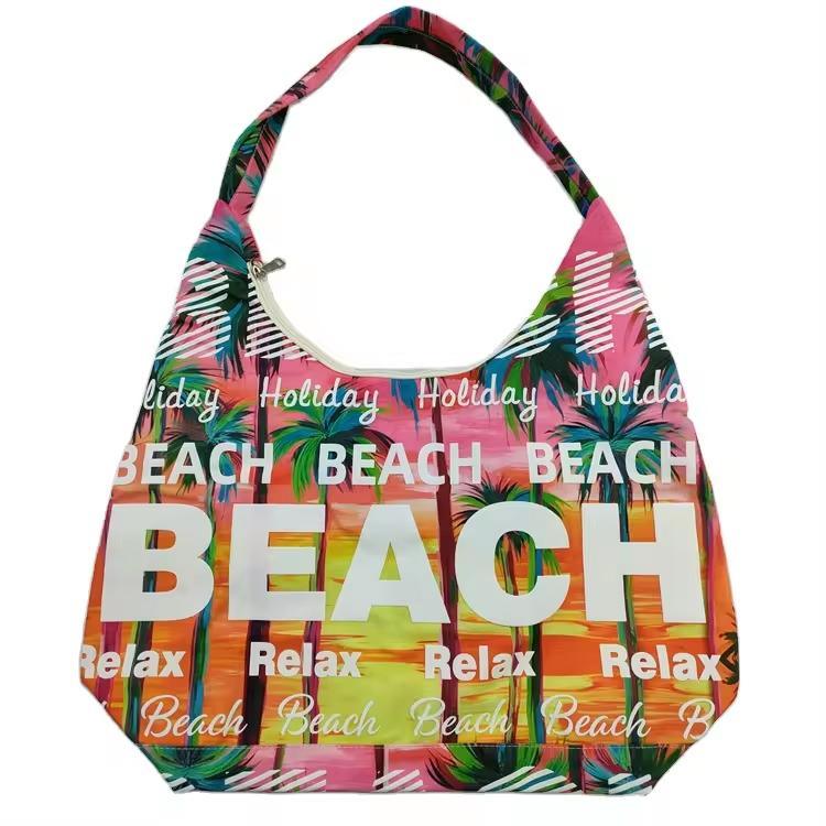 Custom Logo Canvas Women Tropical Summer Souvenir Tote Bag Flamingo Beach Bag