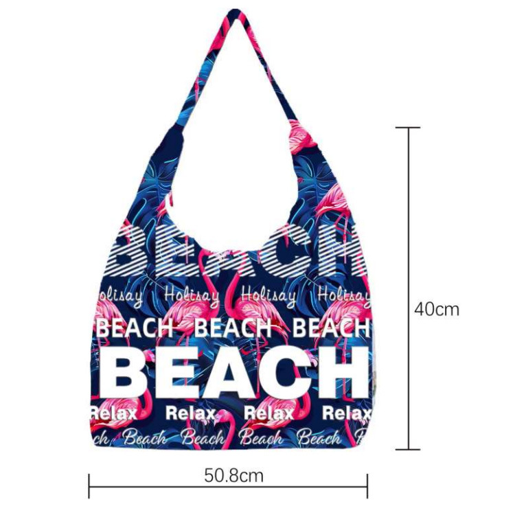 Custom Logo Canvas Women Tropical Summer Souvenir Tote Bag Flamingo Beach Bag