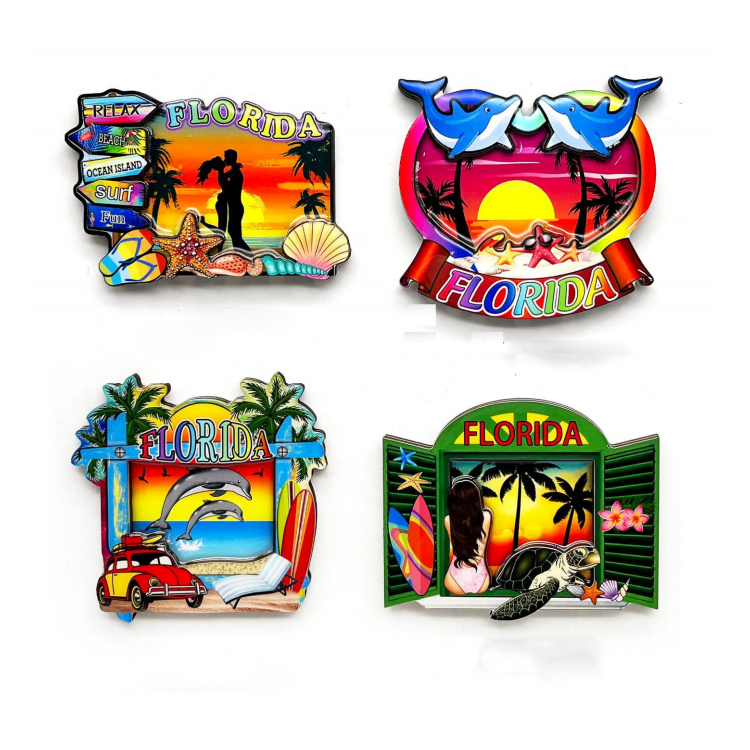 Custom Tourist Souvenir Beach MDF Epoxy Fridge Magnets Foil Wooden Magnet