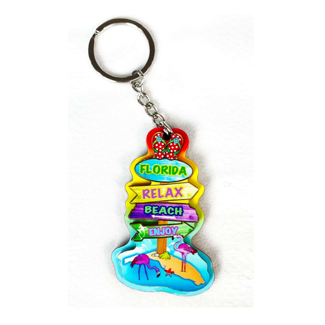 Customized Beach Turtle Tourist Souvenir Sublimation Epoxy Wood MDF Keychain for Promotion