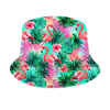 Customized Logo Full Printing Reversible Tropical Summer Beach Bahamas Flamingo Bucket Hat