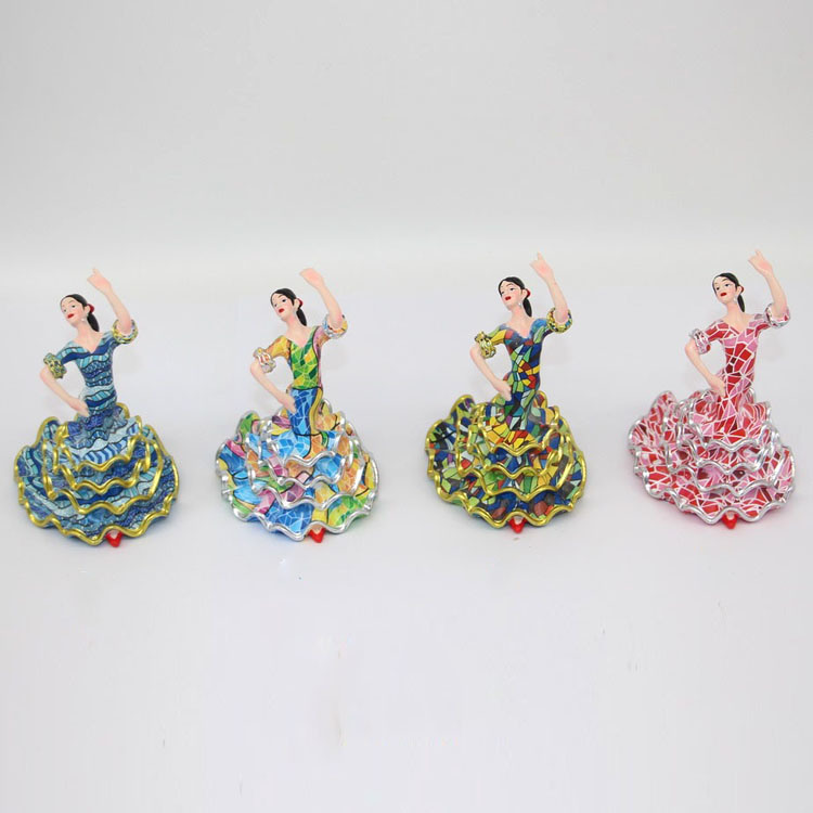 Factory Wholesale Resin Home Decor Statue Spain Espana Souvenir Dancer Flamenco Sculpture