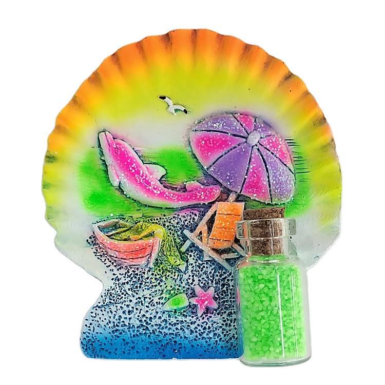 Custom Logo Hand Painted Tropical Island Beach Souvenir Turtle Resin Fridge Magnet