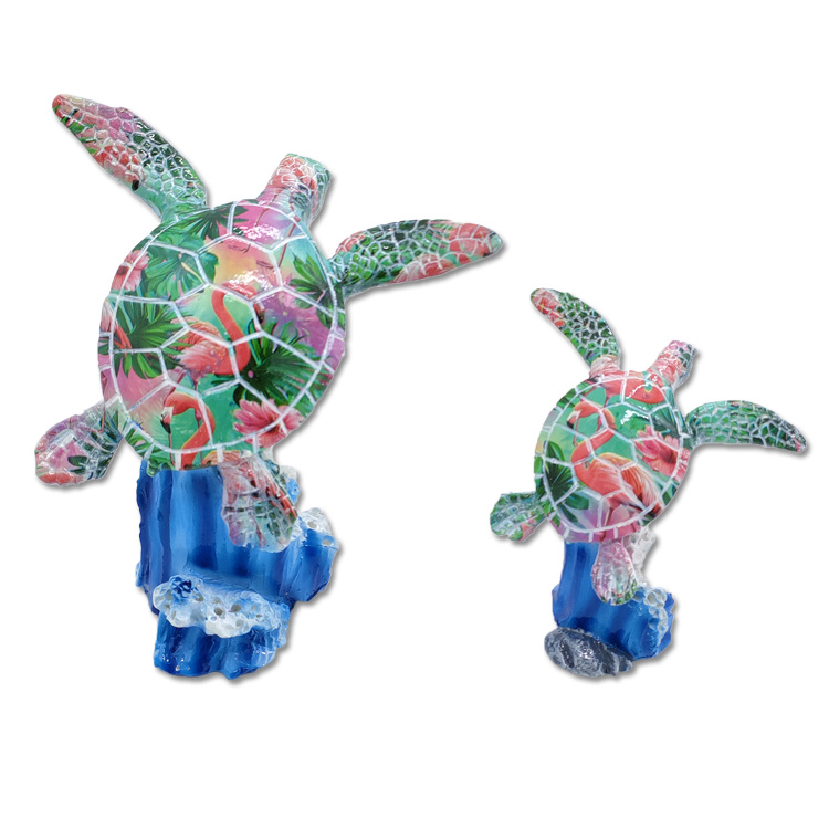 Factory Custom Tropical Beach Souvenir Home Decor Resin Coral Sea Turtle Statue Polyresin Turtle Ornaments