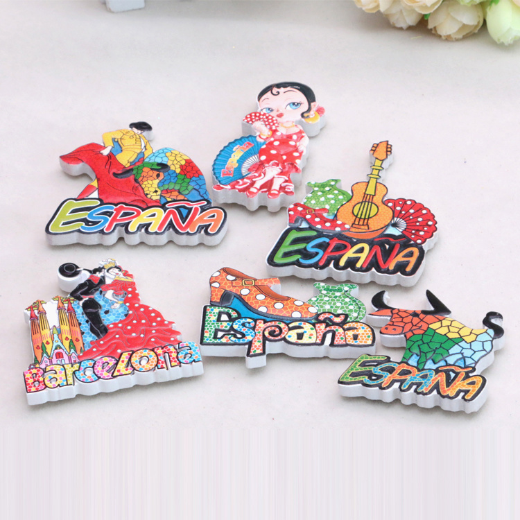 Llavero De Wholesale Custom Resin Printing Travel Gift Spain Souvenir Barcelona Magnet