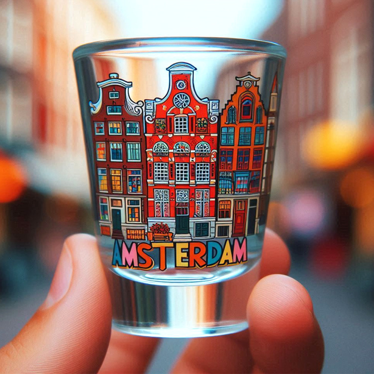 Customized Logo Netherlands Landmarks Shotglass Holland Amsterdam Souvenir Shot Glass