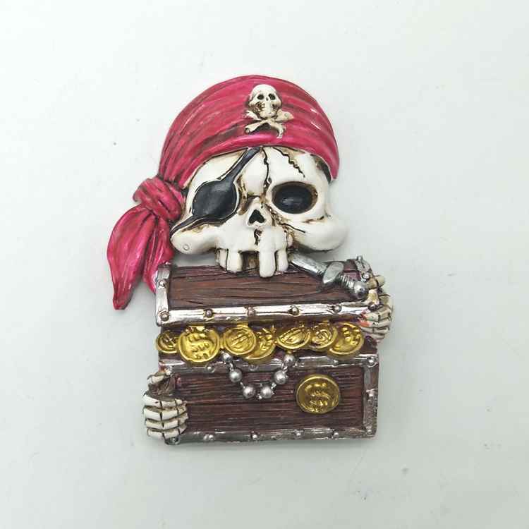 Custom Handmade Resin Skull Fridge Magnet Pirate Souvenirs Magnet