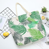 Wholesale Custom Souvenirs Beach Bag Summer Tropical Plant Printed Cotton Rope Handle Shoulder Bag