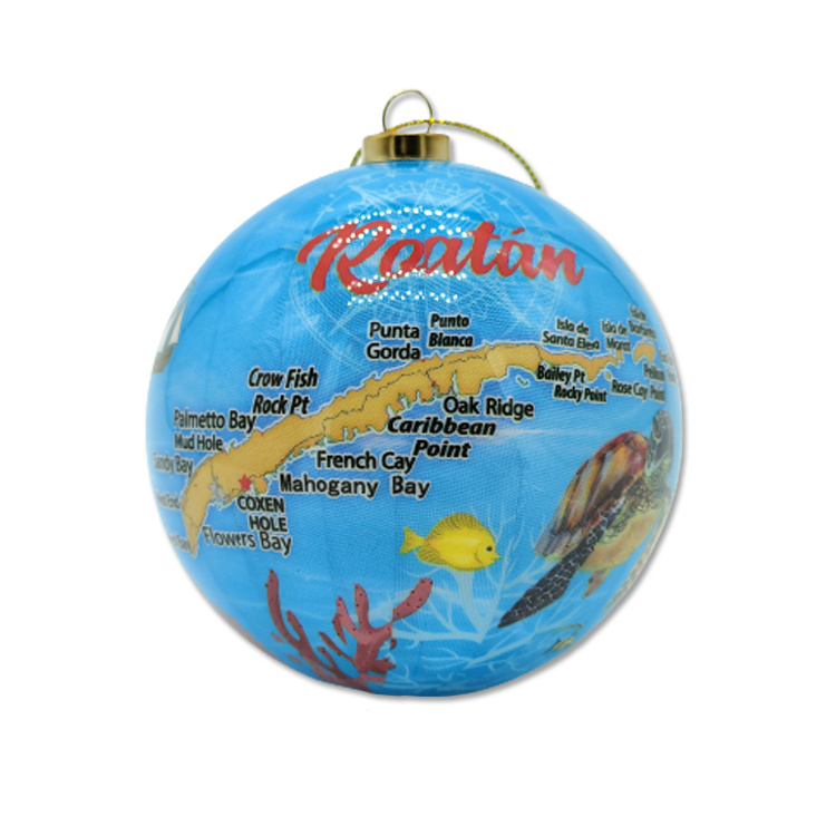 Custom Printing Christmas Tree Decor Souvenir Gift Sea Turtle Beach Design 8cm Foam Christmas Ball