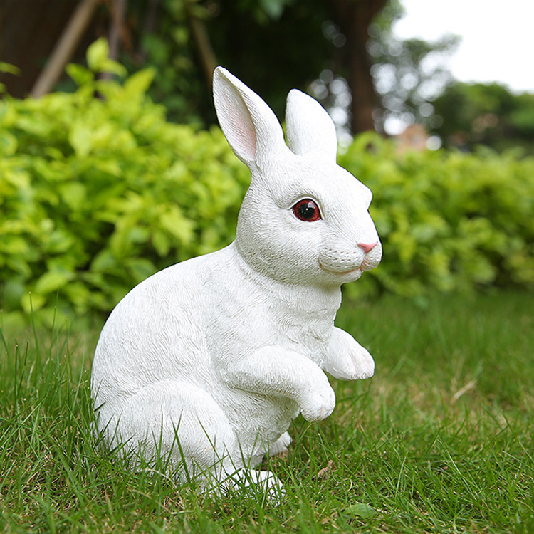 Outdoor Lawn Garden Courtyard Decoration Cute Animal Crafts Resin Rabbit Statue