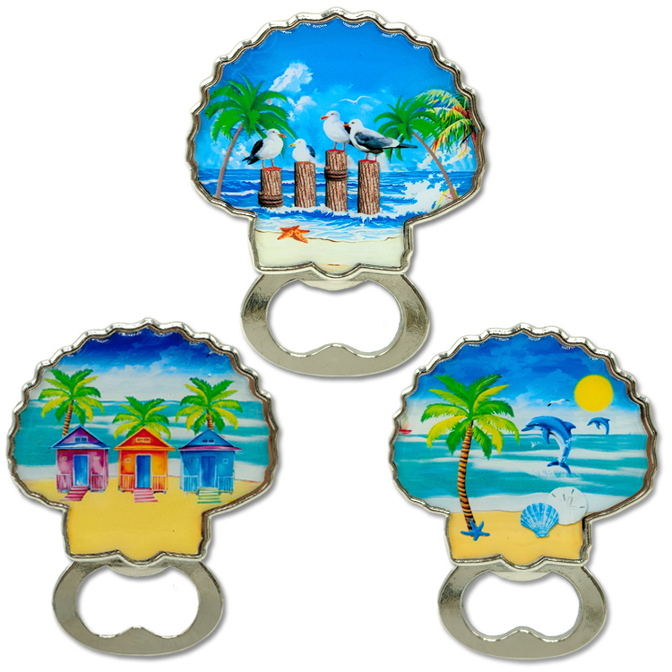 Custom Logo Unique Design Coastal Beach Souvenir Metal Sea Shell Bottle Opener